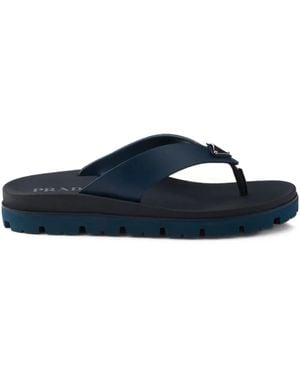 Prada Logo-Embellished Flip Flops - Blue
