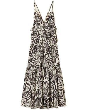 Twinset Printed Maxi Dress - White