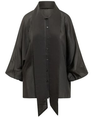 SOSUE Balloon-Sleeve Blouse - Black