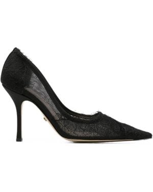 Mach & Mach Devon Lace Heeled Pumps - Black