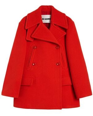 Jil Sander ウール コート - レッド