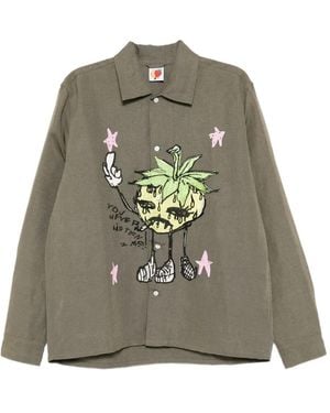 Sky High Farm Embroidered-Print Shirt - Green