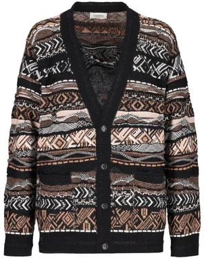 Laneus Patterned Cardigan - Black