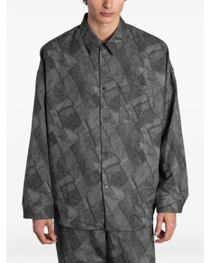 Maison Kitsuné Geometric-Print Shirt - Grey