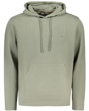BOSS Logo-Patch Cotton Hoodie - Green