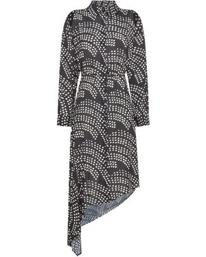 Seventy Asymmetric Polka-Dot Dress - Gray