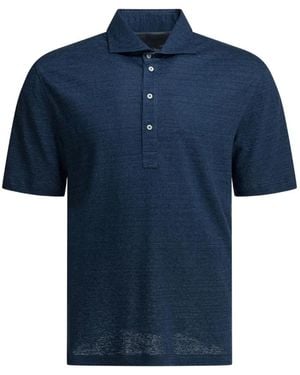 Brunello Cucinelli Button-Fastening Short-Sleeve Polo Shirt - Blue
