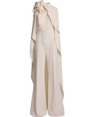 Elie Saab Cape-Design Jumpsuit - Natural