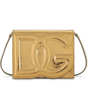 Dolce & Gabbana Borsa A Tracolla Logo In Pelle Metallizzata - Neutro