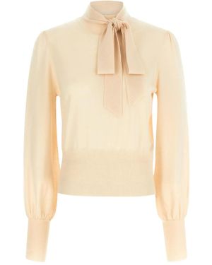 Zimmermann Pussybow Puff-Sleeve Blouse - Natural