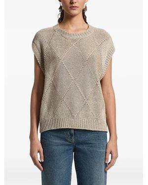 Peserico Sequinned Open-Knit Vest - Blue