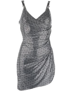 Philipp Plein Crystal-Embellished Logo Mini Dress - Grey