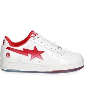 A Bathing Ape Bape Sta Patent Leather Sneakers - White