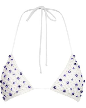 Leslie Amon Top De Bikini Evil Eye De Ganchillo - Blanco