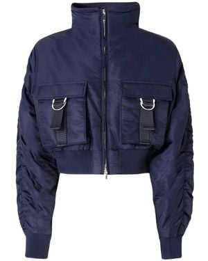 Pinko Short Technical Satin Bomber Jacket - Blue