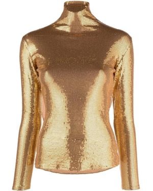Atu Body Couture Sequinned High-Neck Top - Brown