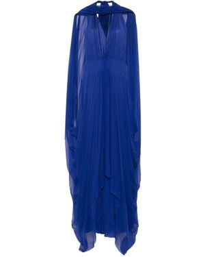 Alberta Ferretti Cape-Insert Maxi Dress - Blue