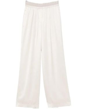Peserico Satin-Finish Elasticated-Waistband Trousers - White