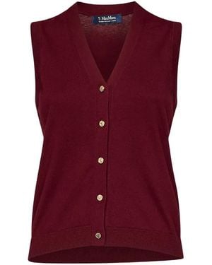 Max Mara Jewel-Button V-Neck Sweater - Purple