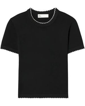 Tory Burch Scalloped-Trim Knitted Top - Black