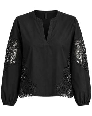 Kaos Lace-Panelled V-Neck Blouse - Black