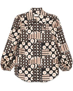 Zimmermann Blusa Illustration - Nero