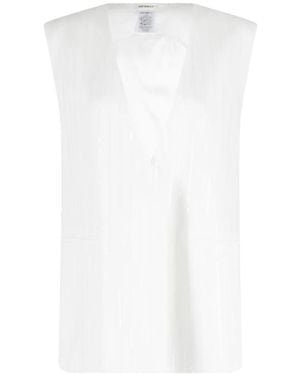 MEIMEIJ Sequin-Embellished Striped Vest - White