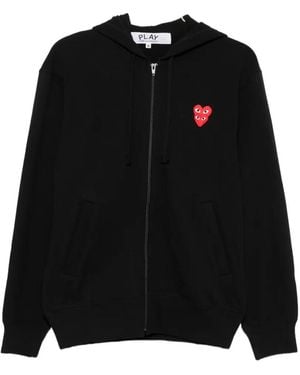 COMME DES GARÇONS PLAY Heart-Patch Zip-Up Hoodie - Black