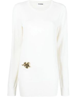Jil Sander Embellished Crew-Neck Jumper - White