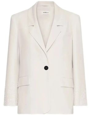 Marella Bead-Embellished Single-Breasted Blazer - White