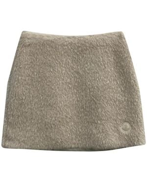 Moncler Fluffy Logo Patch Skirt - Natural