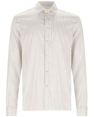 Valentino Garavani Chemise À Rayures En Coton Et Soie À Manches Longues - White