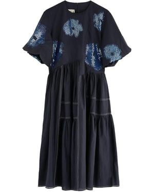 LOVEBIRDS Floral-Sequin Midi Dress - Blue