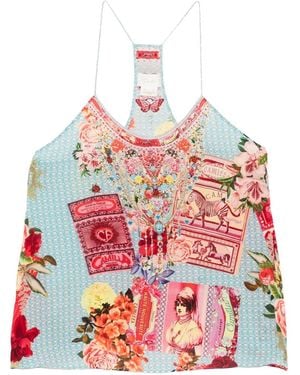 CAMILLA Papers And Curious Capers T-Back Shoestring Top - White