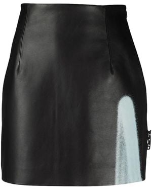 Off-White c/o Virgil Abloh Graffiti Detail Mini Leather Skirt - Black