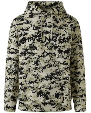 Givenchy Camouflage-Pattern Logo-Print Hoodie - Green