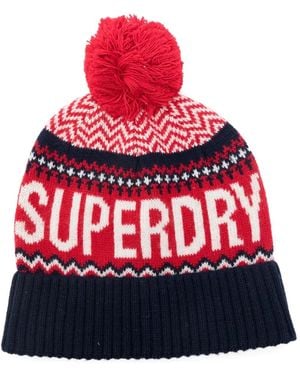 Superdry Gorro Con Detalle De Pompón - Rojo