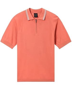 ARMANI EXCHANGE Quarter-Zip Polo Shirt - Pink