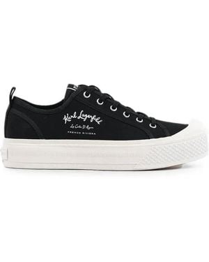 KARL LAGERFELD Logo-Embroidered Platform Sneakers - White