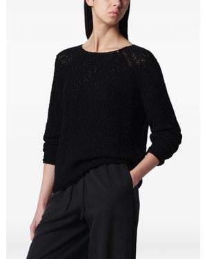 DUNST Crochet-Knit Crew-Neck Jumper - Black