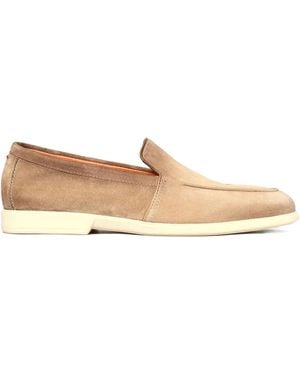 Santoni Suede Flat Loafers - Natural