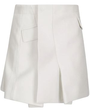 Sacai Flap-Pocket Pleated Mini Skirt - White