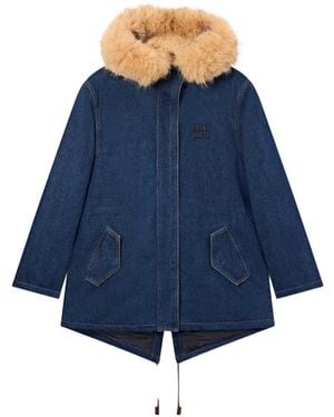 MC2 Saint Barth Brenna Cotton-Denim Parka With Faux-Fur Hood - Blue