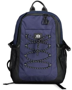 La Martina Bungee-Cord Logo-Patch Backpack - Blue