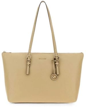 MICHAEL Michael Kors Large Quinn Pebbled-Leather Tote Bag - Natural