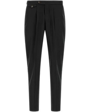 PT Torino Union Buckled-Waist Tapered Trousers - Black