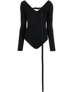 Ferragamo Body De Punto Con Cuello En V - Negro