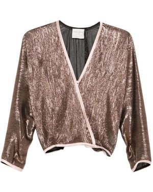 forte_forte Metallic Wrap-Effect Top - Brown