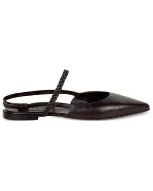 Pomme D ́Or Flache Pumps Mit Geflochtenem Riemen - Weiß