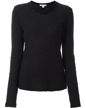 James Perse Round Neck Longsleeved T-Shirt - Black